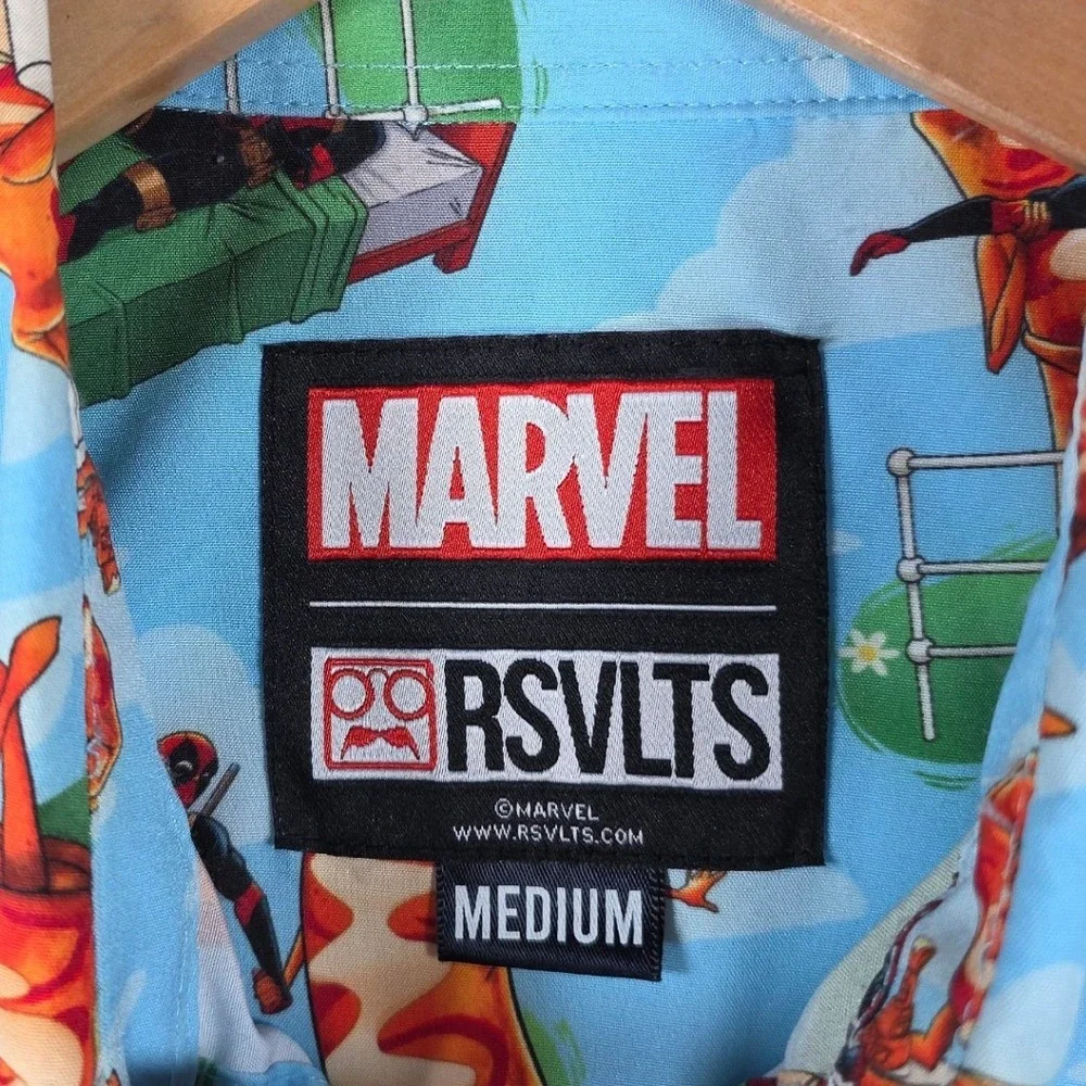 RSVLTS‎ Marvel Deadpool Chimichanga Dreams KUNUFLEX S/S Button Down Shirt Medium